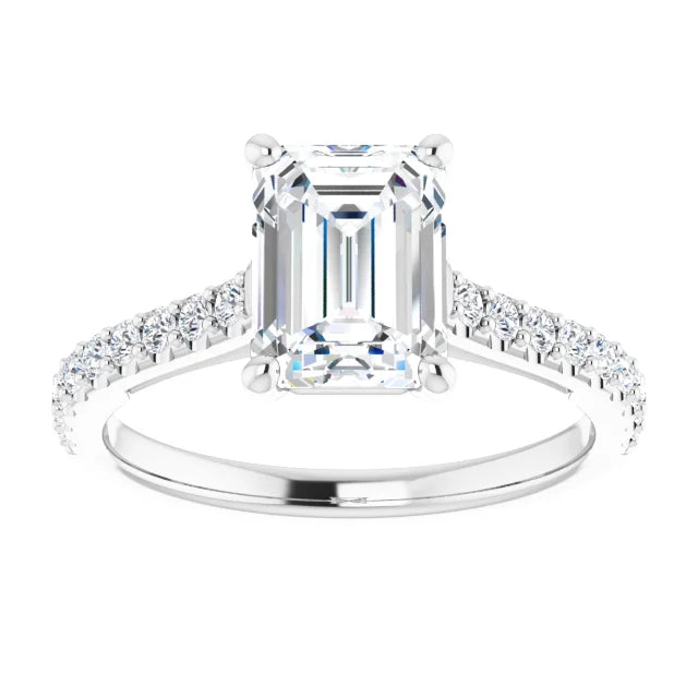 2 CT Infinity Emerald Cut Solitaire Engagement Ring for women on White gold