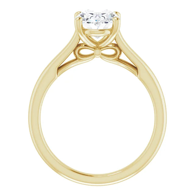 2 CT Lab Grown Diamond Oval Solitaire Engagement Ring on yellow gold showing infinity under gallery 