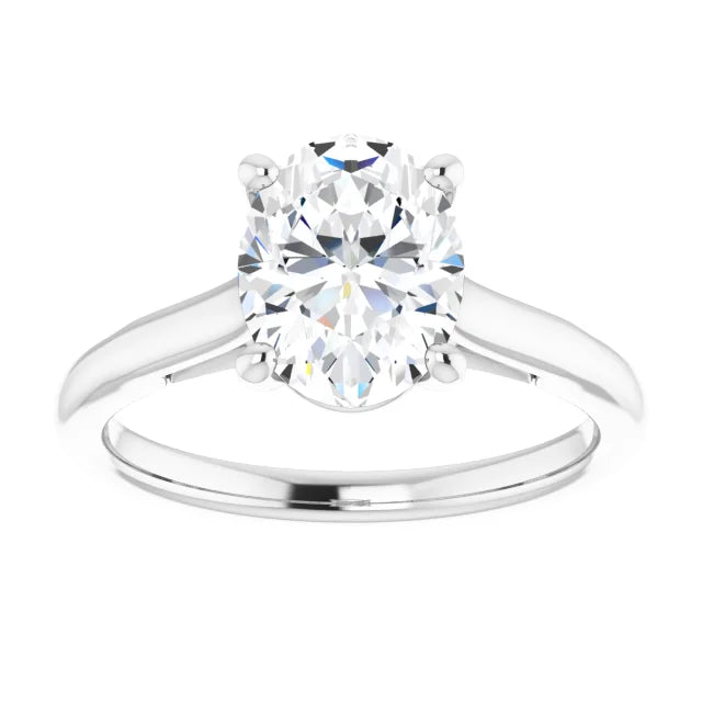 2 CT Lab Grown Diamond Oval Solitaire Engagement Ring on white gold 