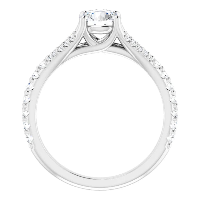 accented shank Lab Grown Diamond Engagement Ring on white gold showing under gallery 