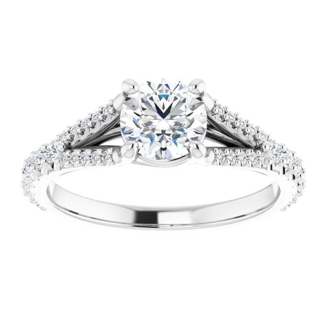 accented shank Lab Grown Diamond Engagement Ring 14K White Gold