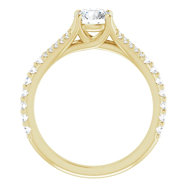 accented shank Lab Grown Diamond Engagement Ring yellow gold showing under gallery 