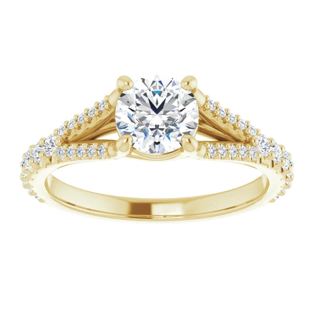 accented shank Lab Grown Diamond Engagement Ring 14K Yellow Gold