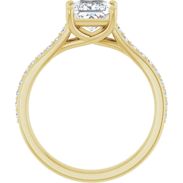 assented Shank Prince Cut Lab Grown Diamond Engagement Ring  on Yellow Gold showing under gallery 