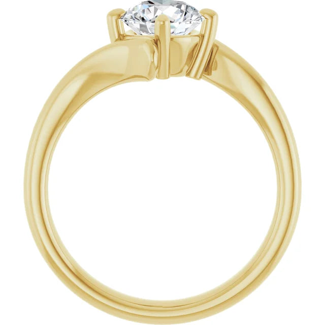 Diamond Engagement Ring 14K Yellow Gold Showing the side