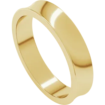 Lightweight Standard Fit Concave wedding Band for Women 14K Yellow gold