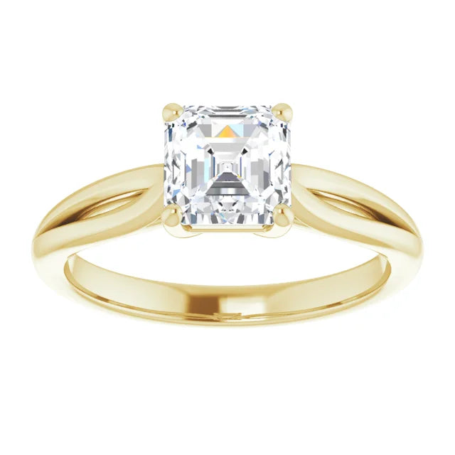 1 CT Asshcer Solitaire Diamond Engagement ring for women yellow gold