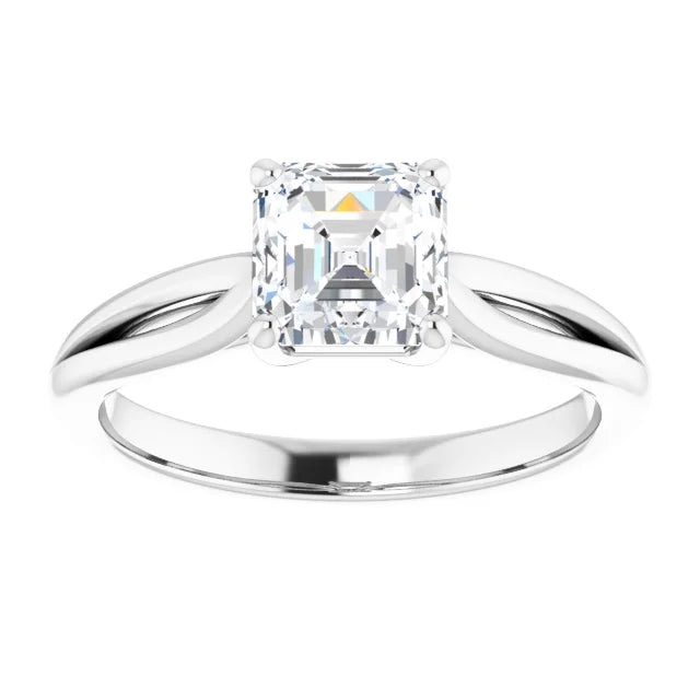 1 CT Asshcer Solitaire Diamond Engagement ring for women white gold