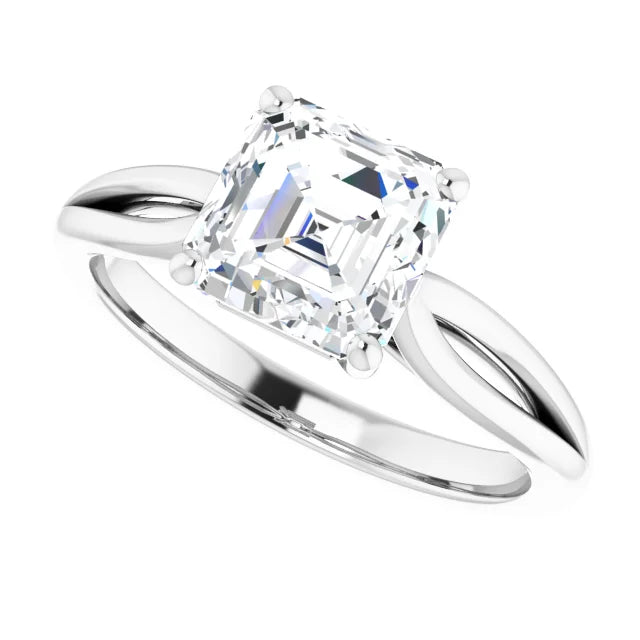 2 CT Asshcer Solitaire Diamond Engagement ring for women white gold showing center stone from the side