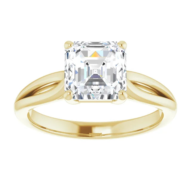 Asshcer Solitaire Diamond Engagement ring for women 2 CT yellow gold