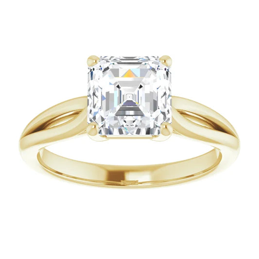 Asshcer Solitaire Diamond Engagement ring for women 2 CT yellow gold