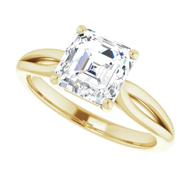 Sideway pic for 2 CT Asshcer Solitaire Diamond Engagement ring for women yellow gold