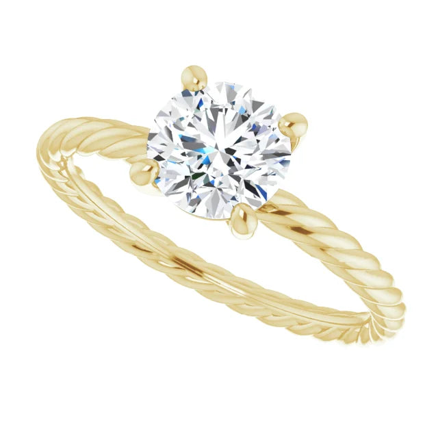 1 CTW Lab Grown Diamond Engagement Ring Yellow Gold Showing Center Stone