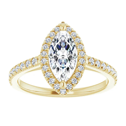 Marquise French-Diamond Engagement Ring for women on yellow gold