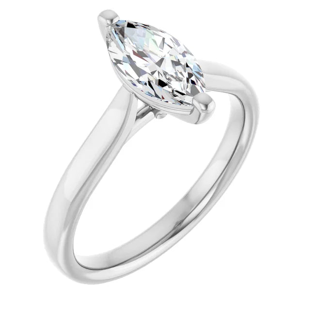 1 CT  Marquise Cut Diamond Engagement Ring white gold sideway picture showing center stone 