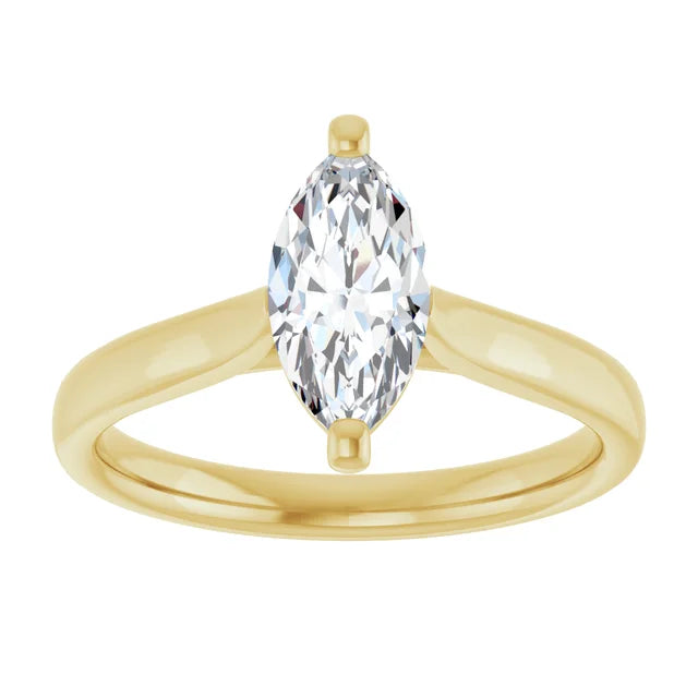 1 CT  Marquise Cut Diamond Engagement Ring on yellow gold showing center stone 