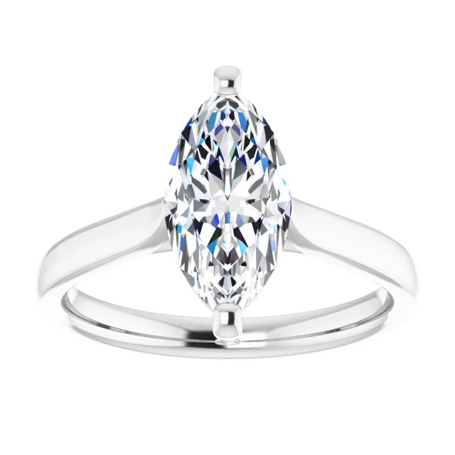 2 CT  Marquise Cut Diamond Engagement Ring on 14K White gold showing center stone 