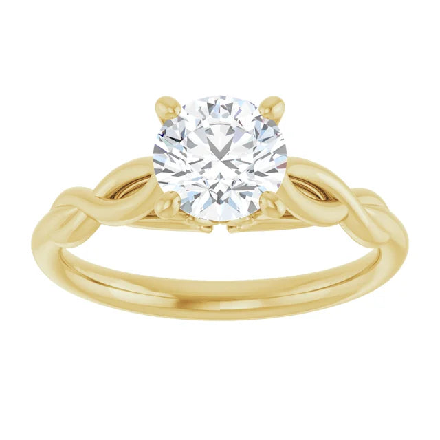 1 CTW lab grown diamond round solitaire engagement Ring 14K Yellow Gold Sowing Center stone 