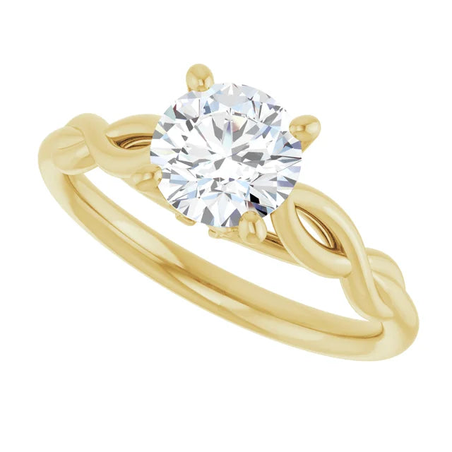 1 CTW lab grown diamond round solitaire engagement Ring on yellow Gold