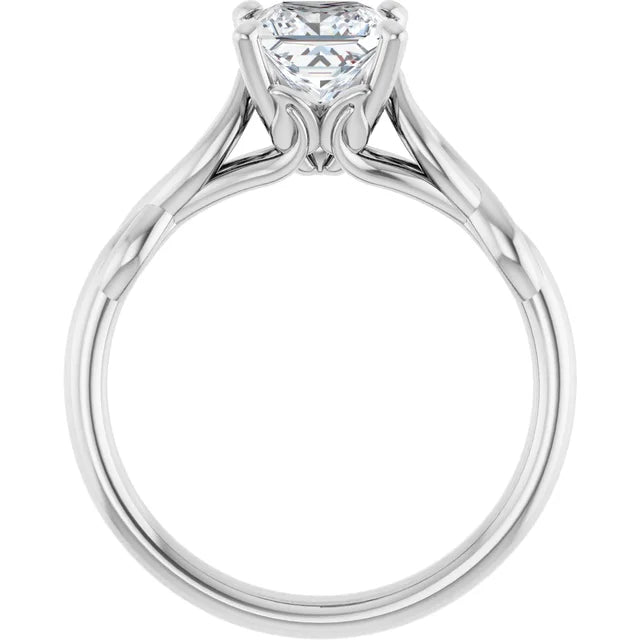 1 CT Twisted Shank Princess Cut lab grown Diamond Engagement Ring on White Gold showing under gallery 