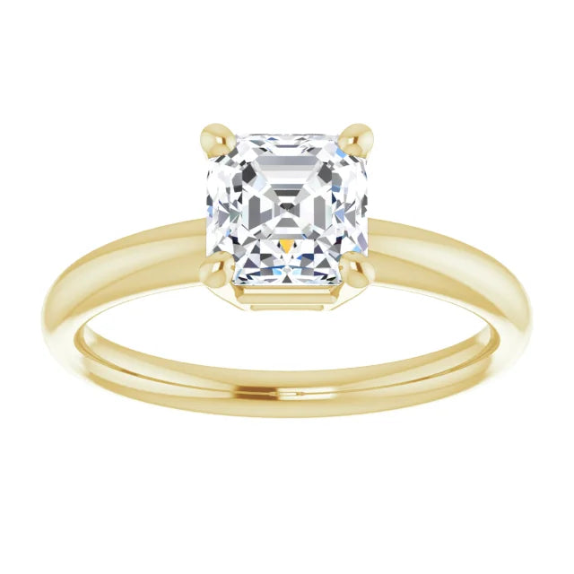 1 CT Asscher Cut Solitaire Diamond Engagement Ring For Women Yellow Gold