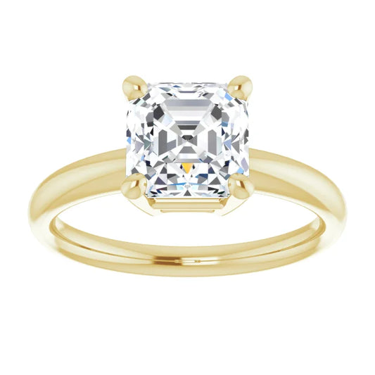 Asscher Cut Solitaire Diamond Engagement Ring For Women 2 CT yellow gold