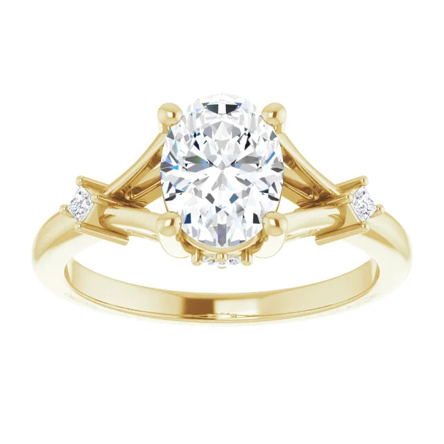 14K Gold 1 CT Lab Created Oval Diamond Engagement Ring