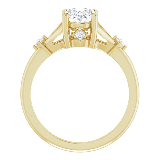 14K Gold 1 CT Lab Created Oval Diamond Engagement Ring on yellow gold show under gallery diamond