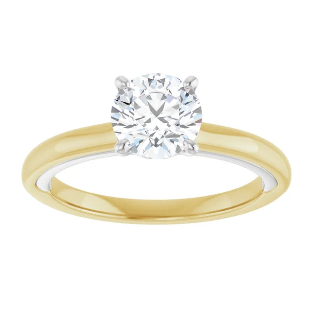 Multi Color Lab Grown Solitaire Diamond Engagement Ring Yellow and White Showing Center Stone