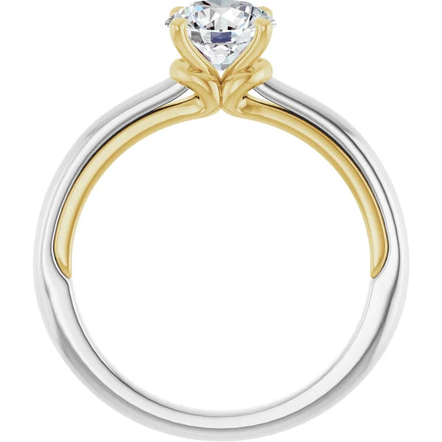 Multi Color Lab Grown Solitaire Diamond Engagement Ring 14K White/Yellow showing details 