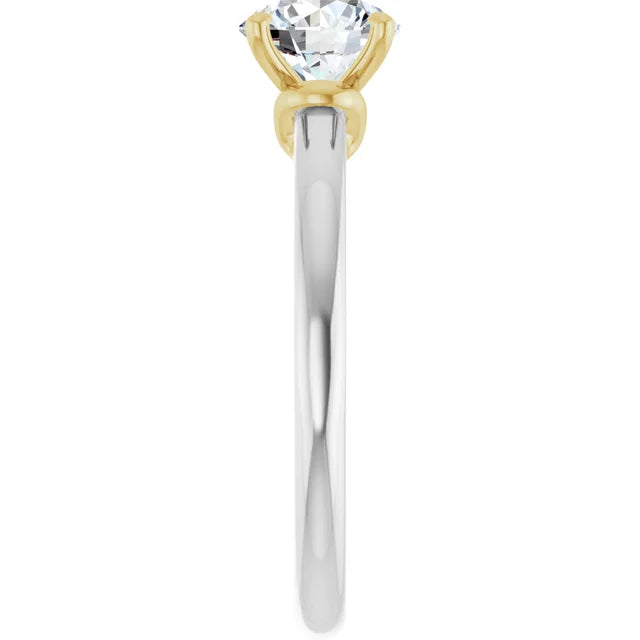 Multi Color Lab Grown Solitaire Diamond Engagement Ring white and yellow showing Showing Shanks