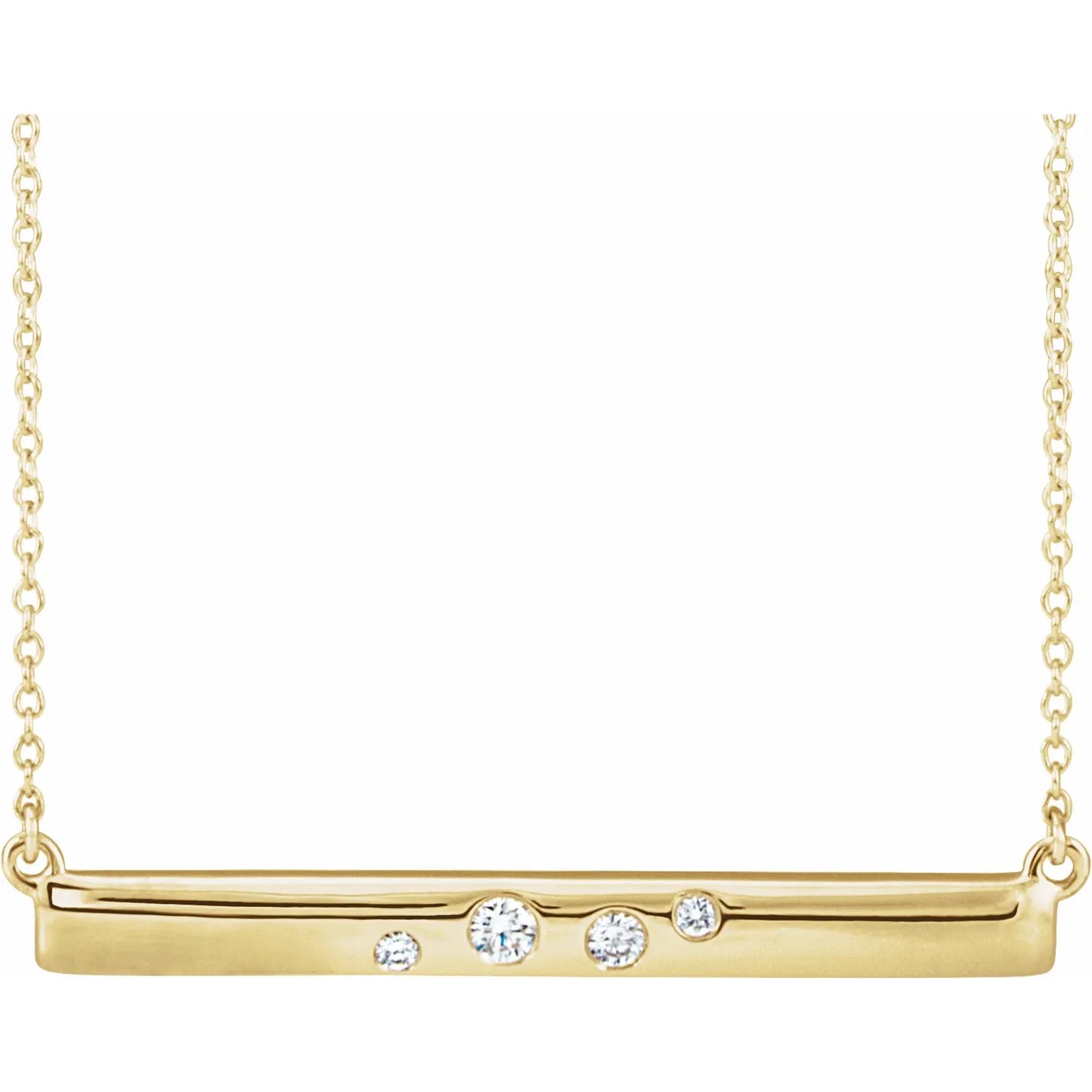 Natural Diamond Bar Necklace on Yellow Gold