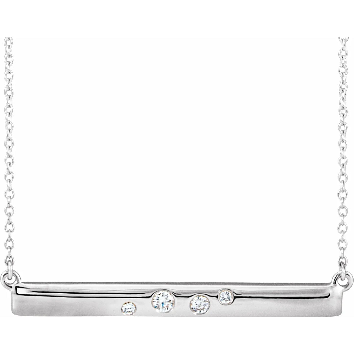 Natural Diamond Bar Necklace on white gold