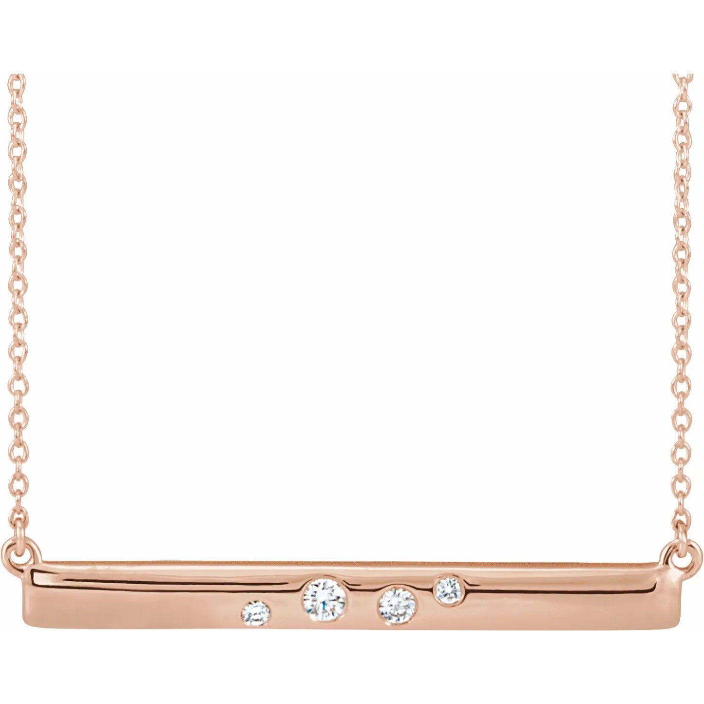 Natural Diamond Bar Necklace on Rose Gold