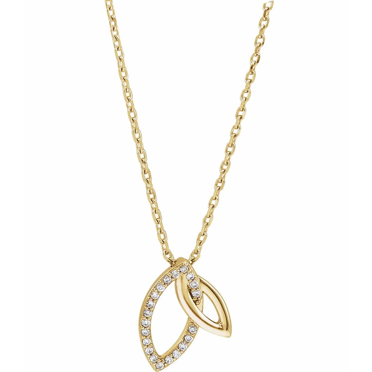 Natural Diamond Double Leaf Necklace