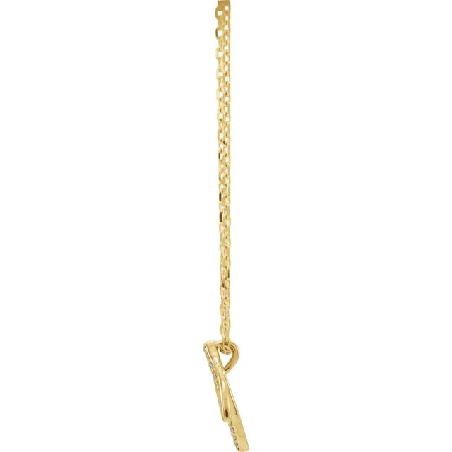 Natural Diamond Double Leaf Necklace on yellow gold