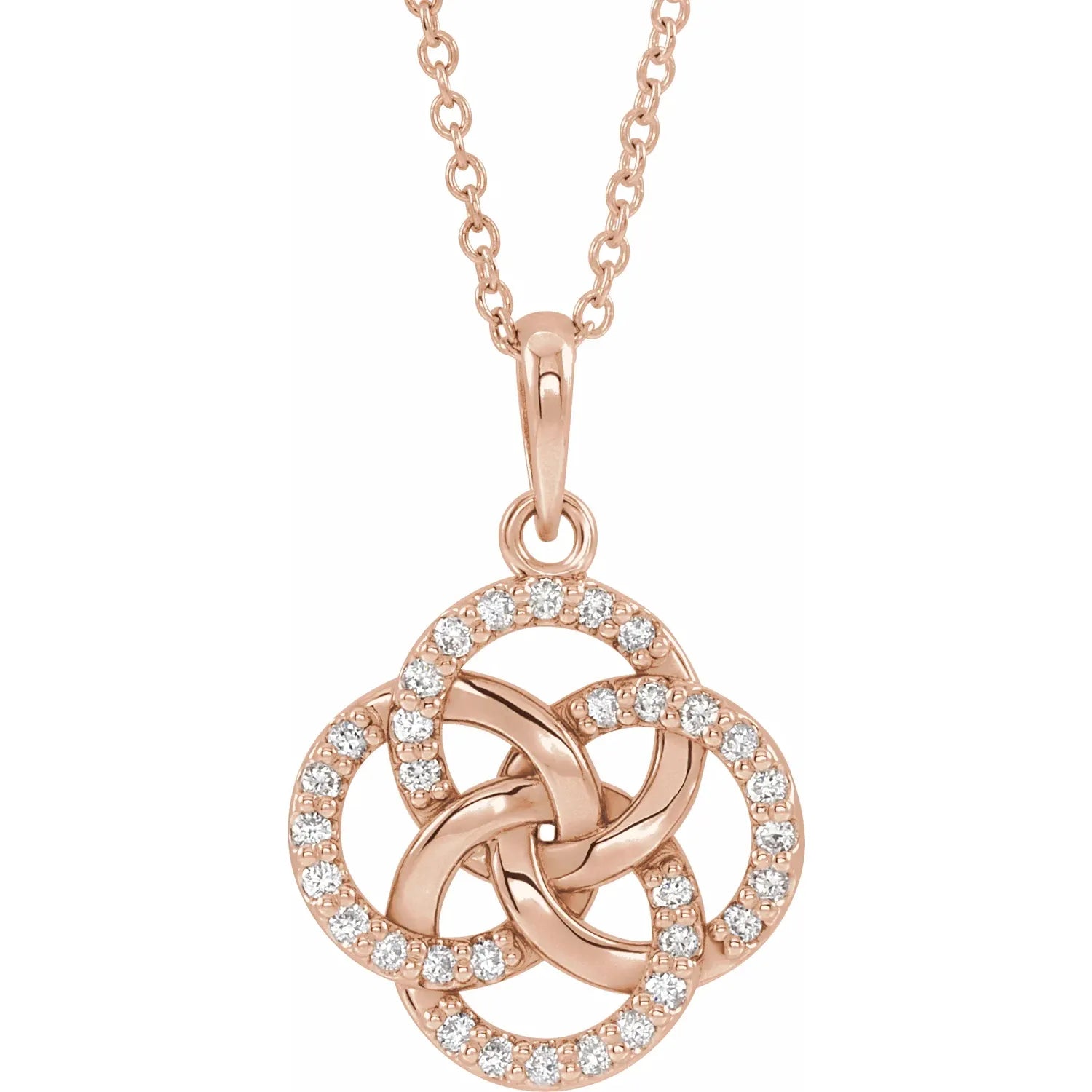 Natural Diamond Five-Fold Celtic-Inspired Necklace on Rose Gold