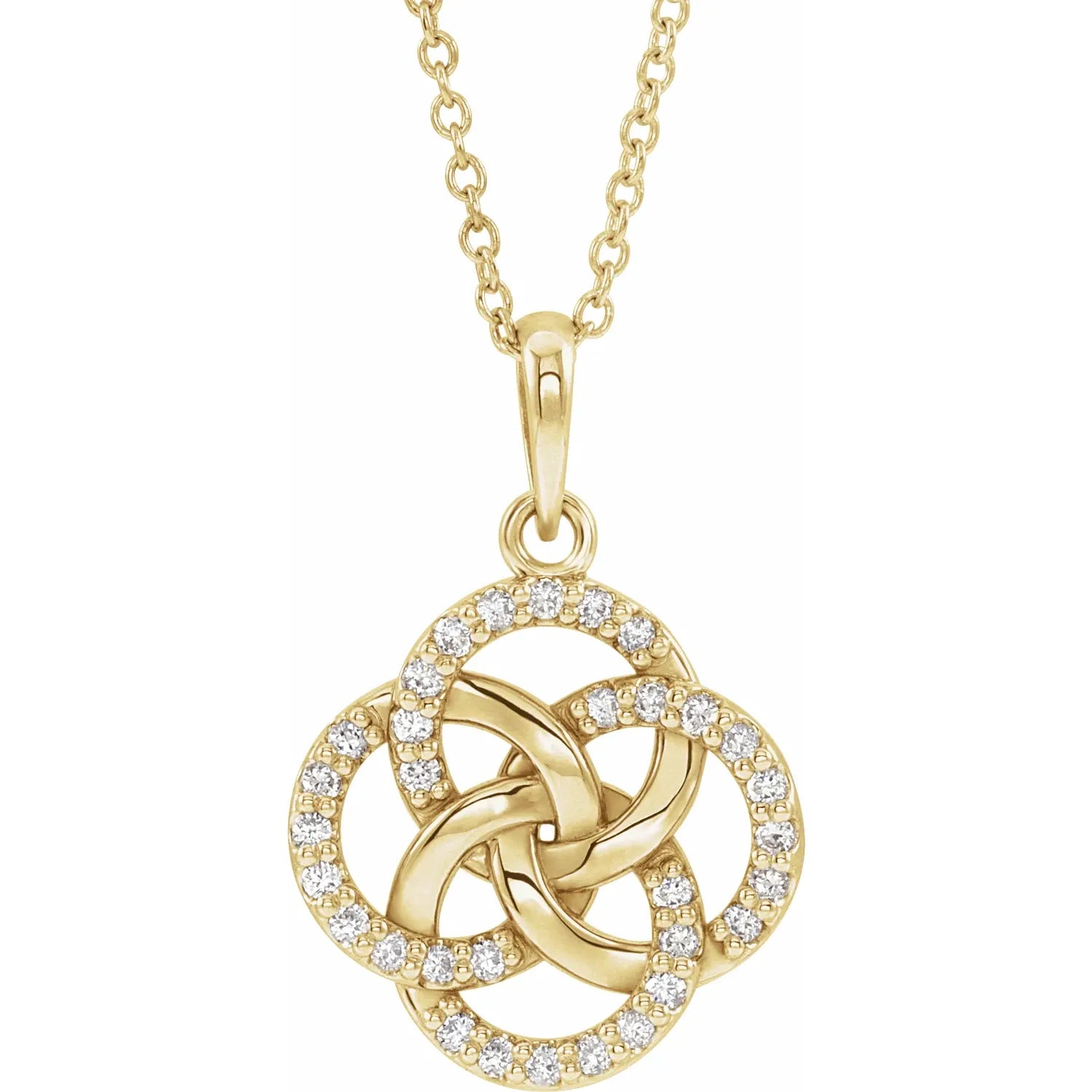 Natural Diamond Five-Fold Celtic-Inspired Necklace on yellow gold