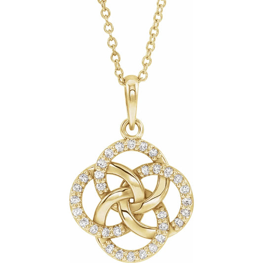 Natural Diamond Five-Fold Celtic-Inspired Necklace on yellow gold