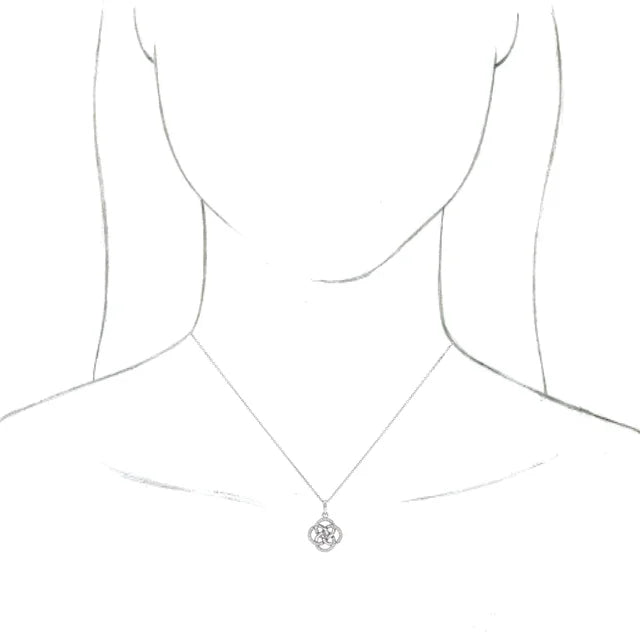 picture for a model wearing Natural Diamond Five-Fold Celtic-Inspired necklace 