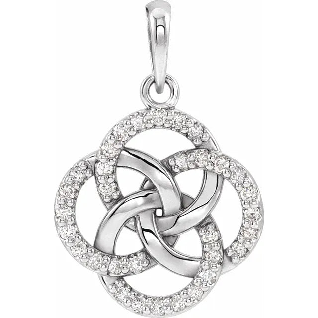 Natural Diamond Five-Fold Celtic-Inspired Pendant on white gold