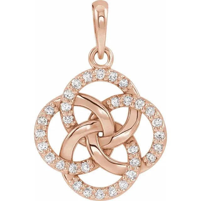 Natural Diamond Five-Fold Celtic-Inspired Pendant on Rose gold