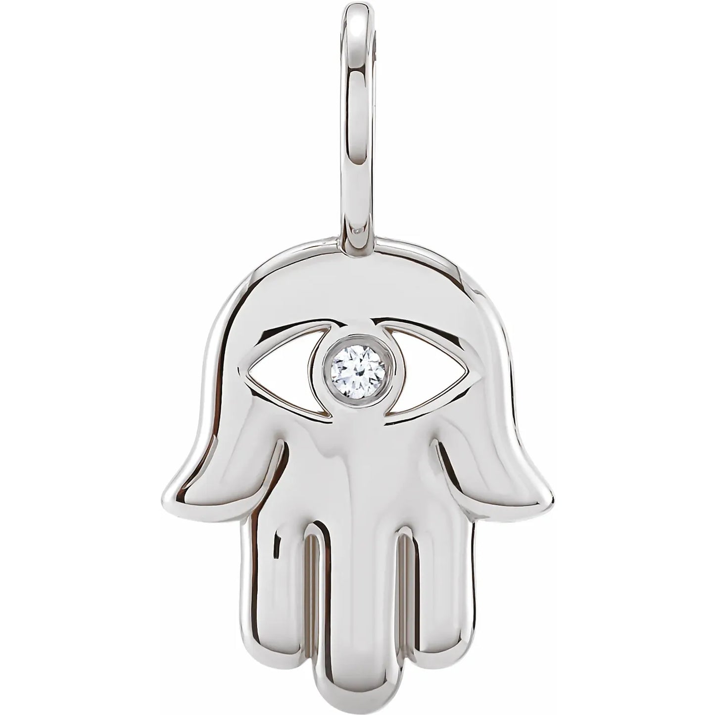 .02 CT Natural Diamond Hamsa Hand Charm/Pendant White Gold