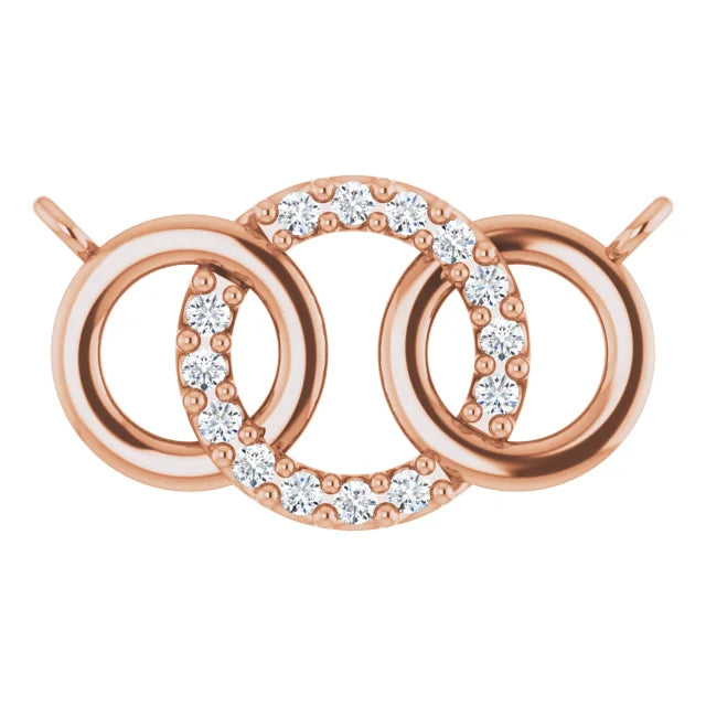 Natural Diamond Interlocking Circle Necklace Center on Rose Gold