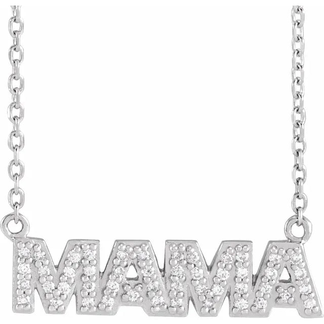 Natural Diamond Mama Necklace on White gold