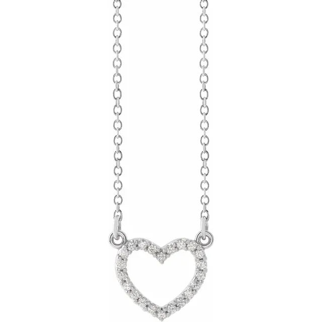 Natural Diamond Petite Heart Necklace on white gold