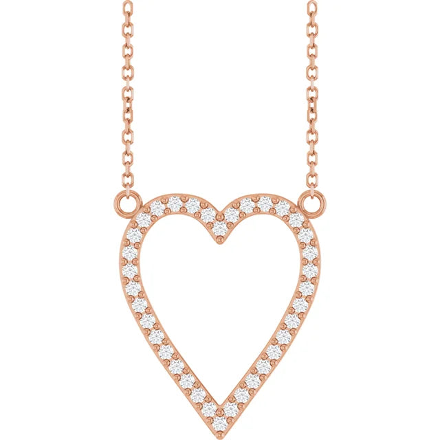 1/4 CTW Natural Diamond Accented Heart Necklace Rose Gold