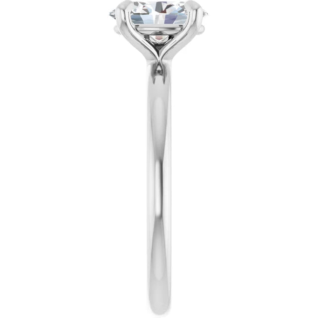 Oval Diamond Engagement Ring white gold showing shank from the side 