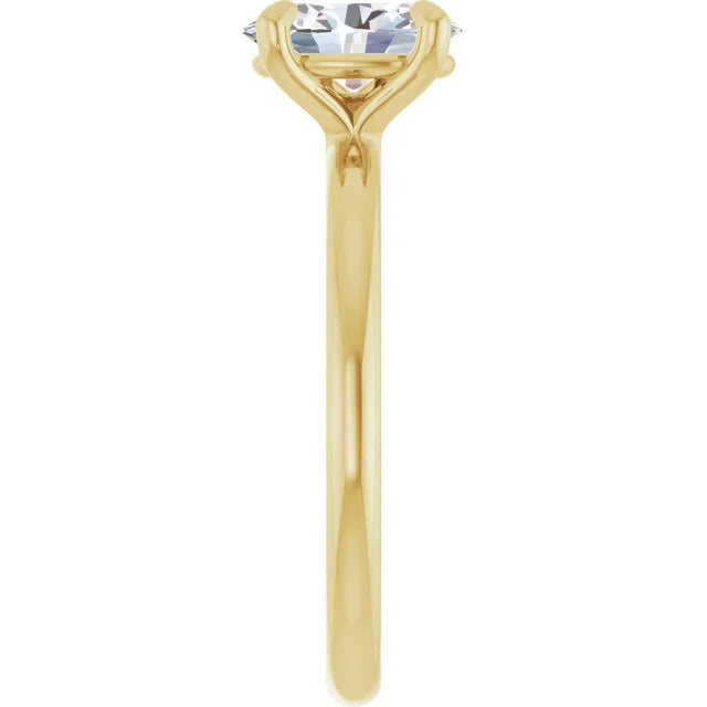 Oval Diamond Engagement Ring yellow gold showing shank from the side 