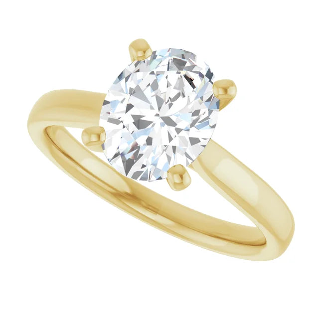 2 CT lab Created Diamond Oval Engagement Ring on yellow gold showing center stone 